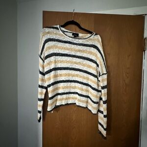 Size large black white yellow striped sweater